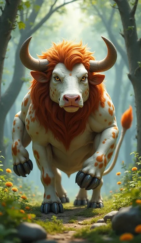 A cow powered by a lion in 3D