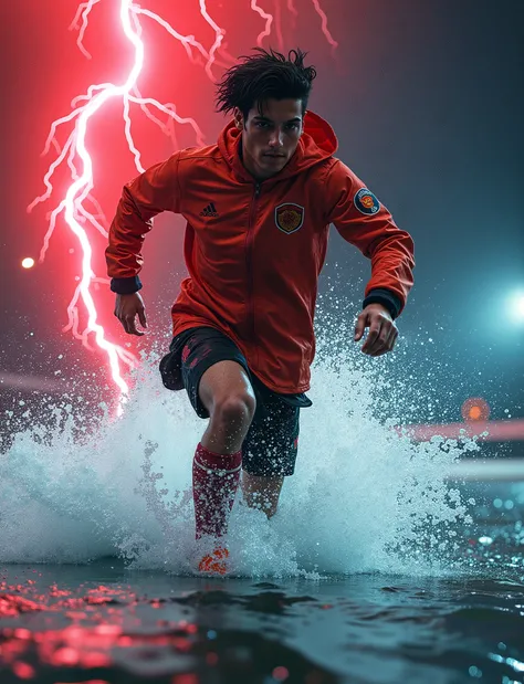  score_9,  score_8_arriba,  score_7_arriba, ,  score_chico  running sobre el agua_skating on water, red electricity, good heavens,  WATER WAVES,  running, in water, A boy_  young man with black hair_ boy full of electrical energy,  running sobre el agua, I...