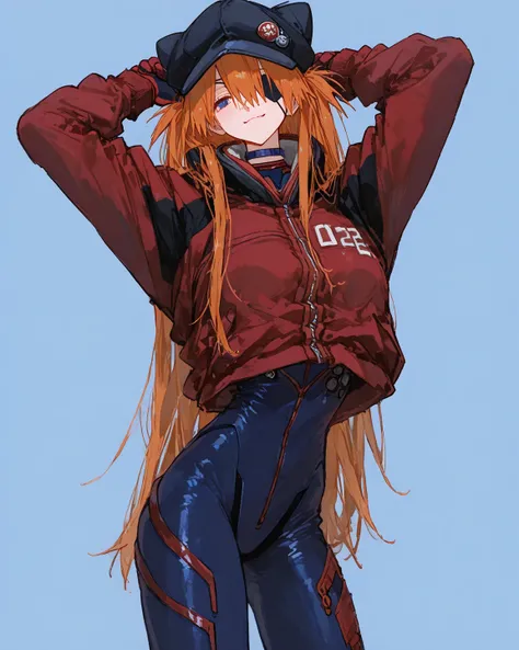  top quality,   masterpiece,    748cm style  ,         cute poster 、  8k Wallpaper、   、  high detail、、            absurd,    latest,                Neon Genesis Evangelion、 female 1 person、   Rebuilding Sōryu Asuka Langley  、  orange hair、   blue eyes、   e...