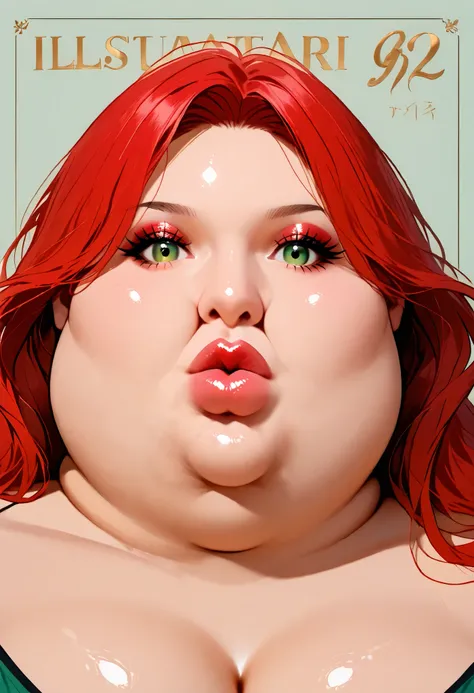 score_9, score_8_up, score_7_up, score_6_up,(puckered lips:1.5), (huge lips:1.3), 1girl, solo, long hair, looking at viewer, green eyes, red hair, lips, eyelashes, makeup, portrait, (source_cartoon:1.2), (illustration:1.2), option_safe, bare shoulders, 2d,...