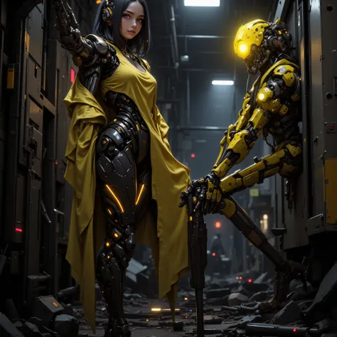 - Main Character, Adult Female "Singapore", Beautiful, Tall, Long Legs, Full of Traditional Tattoos that are clearly visible.

- Wearing a costume ("Full Sexy Armor").
Chest and Thigh Armor are slightly open.
Futuristic Costume Design with perfect details....