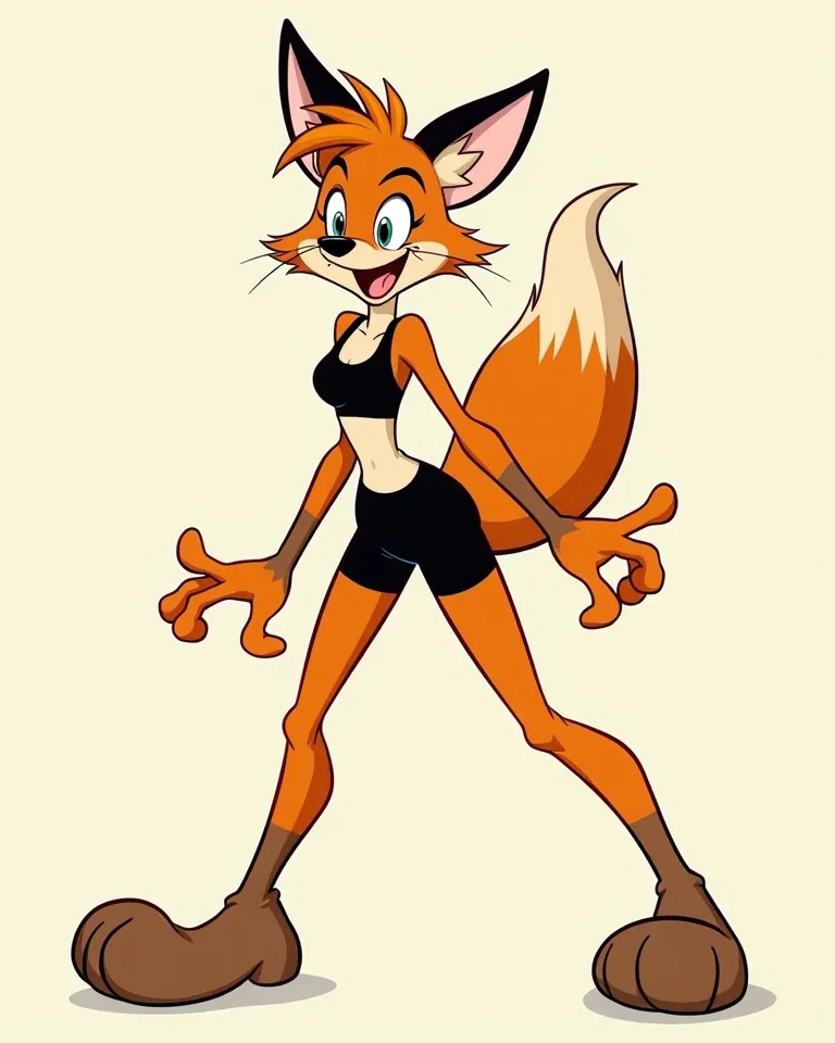 General Aesthetic:
In the Animaniacs universe, this anthropomorphic fox has an energetic, bouncy design with Yardley’s clean linework turned up to 11. Her cartoonish proportions are more exaggerated—bigger eyes, expressive limbs, and constantly moving hair...