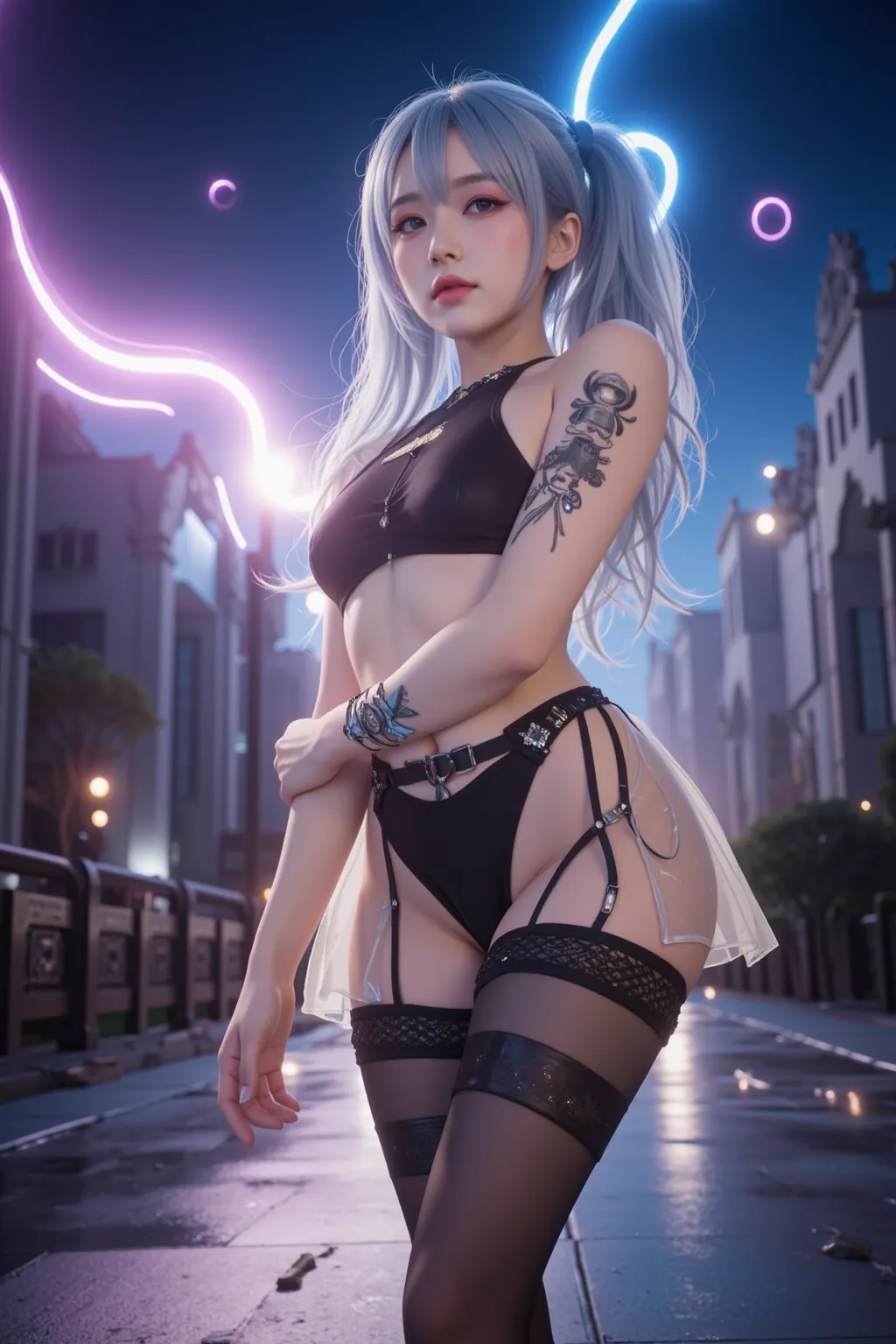 A stunning fusion of K-pop idol beauty and NieR: Automata’s 2B, rendered in ultra-high-quality CG with a perfect balance of realism and fantasy. Her flawless, radiant skin glows under soft, cinematic lighting. Her large, expressive eyes feature gradient ey...