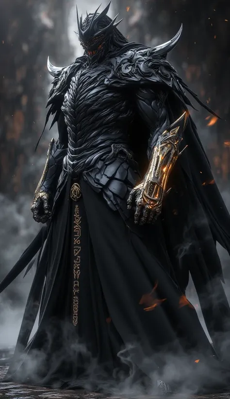 Full Body Warrior (Saurom style) ( Lord of the Rings ) ( ultra quality ) ( outfit) 
 black armor (gold ring with fire runes)
Wrapped in Spectral Domain, Shadows and smoke.