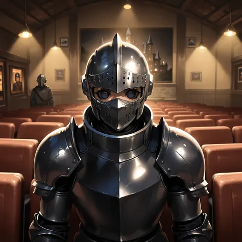 (( by Nomi)), cinematic shot, movie theatre, See photo , 最 high quality,  high quality, ( detailed face and eyes :1.1),  A giant knight in black armor, (( complicated helmet)), Face Mask Armor, (( big eyes)), Black sclera, In the countryside,  dark eyes,  ...