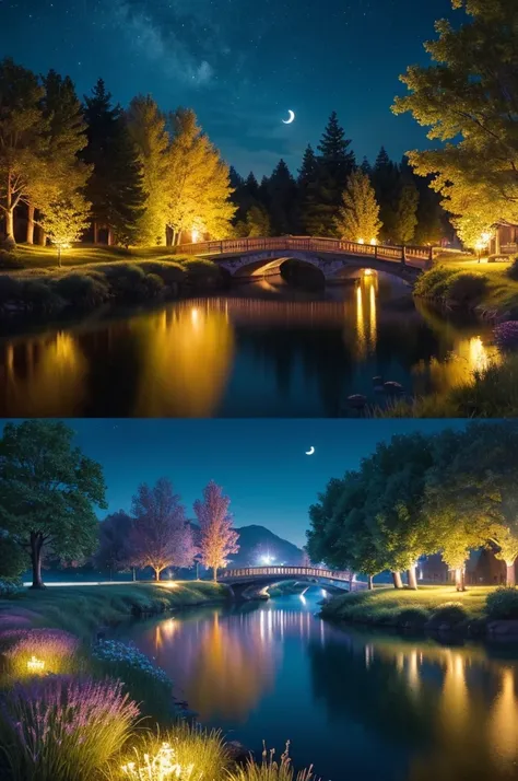      night   pond:1.5, (   masterpiece),( top quality :1.0), (   super high resolution:1.0),    Detailed Illustration  ,   Detailed Scenery ,   vibrant colors, 8k,      night  ,  moon cloud   , ((    magic  ,    beautiful, tree々:1.4 )), ((  top quality ,  ...