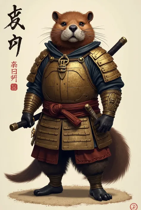 . **Zamora (. The African beaver is a samurai warrior)**:
   - **Appearance**: is a dark-brown fur beaver, wearing light armor inspired by samurai culture, with a small helmet and a shield on his chest. carries a traditional Japanese sword (Katana) tied to...