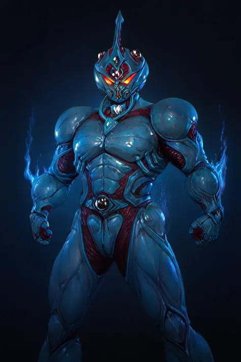 Suit & Aesthetic:
	•	Jet-black bio-armor with crimson hellfire veins.

•	A demonic mask/helmet that shifts between his different states.
	•	Glowing abyssal eyes that shift from red to blue to violet, depending on his energy level.
	•	Chains wrap around his...