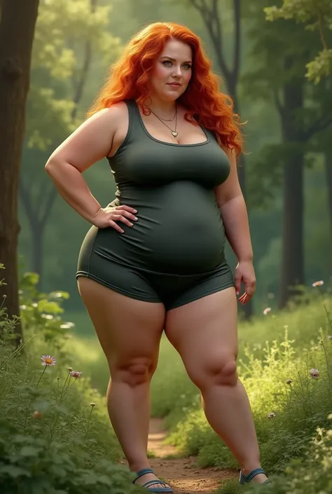 Photorealistic portrait Perfect chubby thicc curvy beautiful Celtic girl , redhead ,  pale skin,  porcelain skin ,  very beautiful,  curvaceous and voluptuous environment , perfect body , size 19 XGL ,  flat stomach , slightly overweight but shaped,  women...