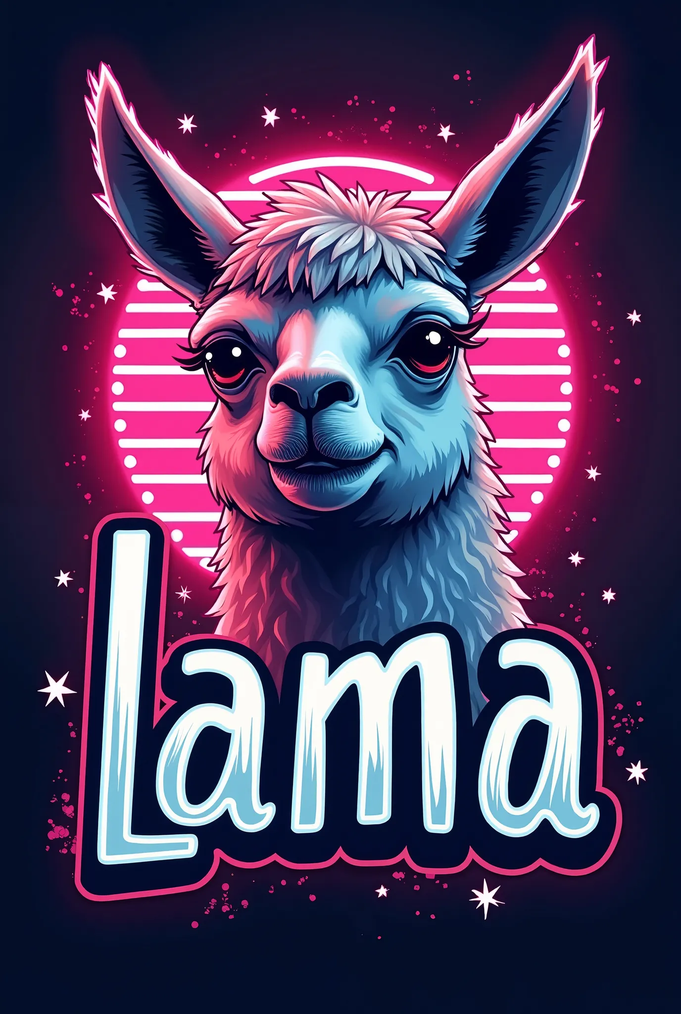 t-shirt lettering "lama" foreva bright neon 