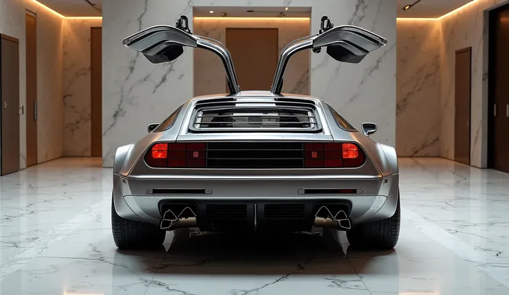 2026 delorean back view and beautiful showroom in image silver 