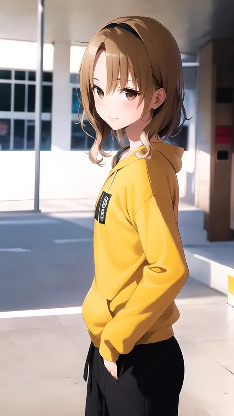 nsfw, masterpiece,TOP QUALITY,high resolution,1 girl,Alone,whole body,Short Hair, brown hair,brown eyes on the frame,( flat chest),(Cute Hair Bands, Cute Hair Ribbons ,bow), school changing room,( embarrassing 1.3),wind, shot from a random angle, A realist...