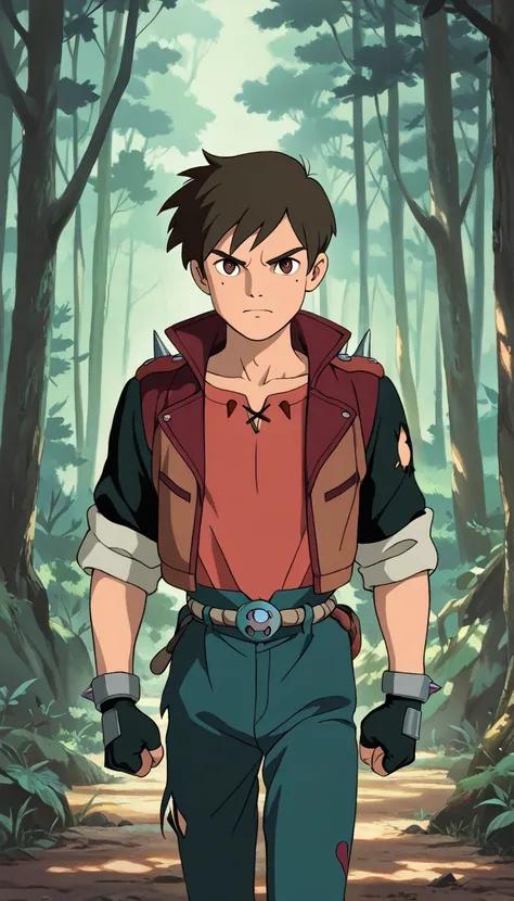 (1boy, future marco), (extremely detailed CG unit 8k wallpaper),(master part), (best quality), (ultra detail), (best illustration),(ghibli_style), cowboy shot, close up, standing, facing viewer, looking at viewer, perfect face, perfect eyes, perfect finger...