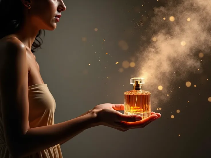 a person spraying a bottle of perfume with a sprayer, carrying a perfume, smelling good, perfume, perfume bottle, floating in perfume, shutterstock, dust motes in air, ymmm and that smell, misting, dramatic product photography, spraying liquid, fumes, high...