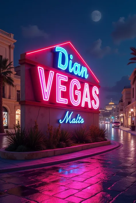 Can you change the Las Vegas on the sign to Dian Vegas and change the Nevada to Malta 