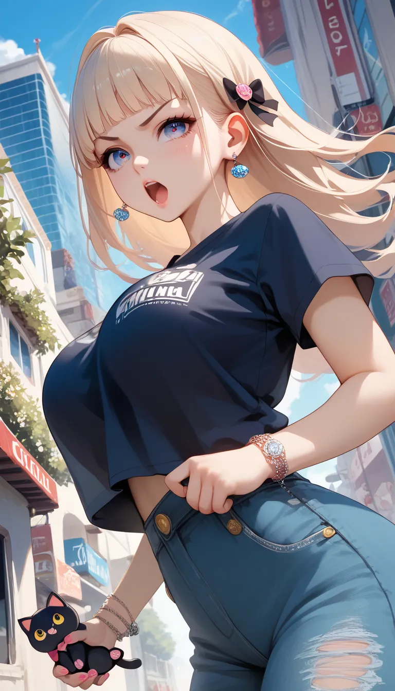 ((Busty Bitches)), score_9, score_8_up, score_7_up, source_anime, highly detailed, 1girl, ultra cute, ultra sexy, ultra curvy, ultra bouncy, ultra feminine, perfect face, perfect eyes, large breasts, ecchi, cutesy , (Ready for a whore pounding), Angry Cat,...