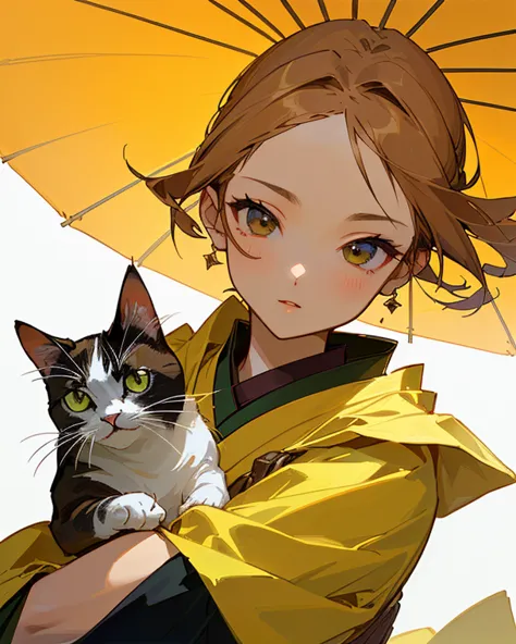 Overall calm but vivid colors、Japanese manga style、 Medieval Fantasy Style 、( perfect face)、(Detailed costumes)、Mr.々Poses and angles、My cat and I 、(effect): ( is amazing)、(TOP QUALITY)、(sharp focus)、(depth of field)、(high resolution)