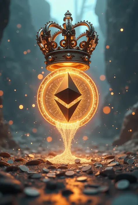 Crown over a huge Ethereum and other small coins