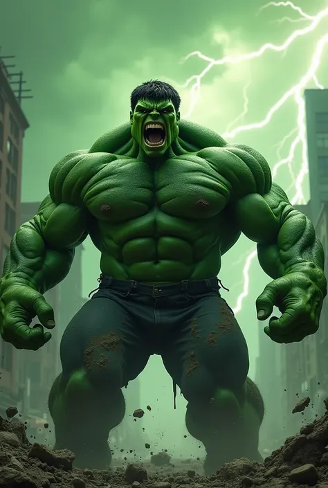 Scene 1: The Hulk’s Fury

A cityscape trembles under the weight of an impending storm. The streets, once vibrant, are now shattered, buildings reduced to skeletal ruins. Standing amidst the wreckage, the Hulk breathes heavily, his emerald skin slick with s...