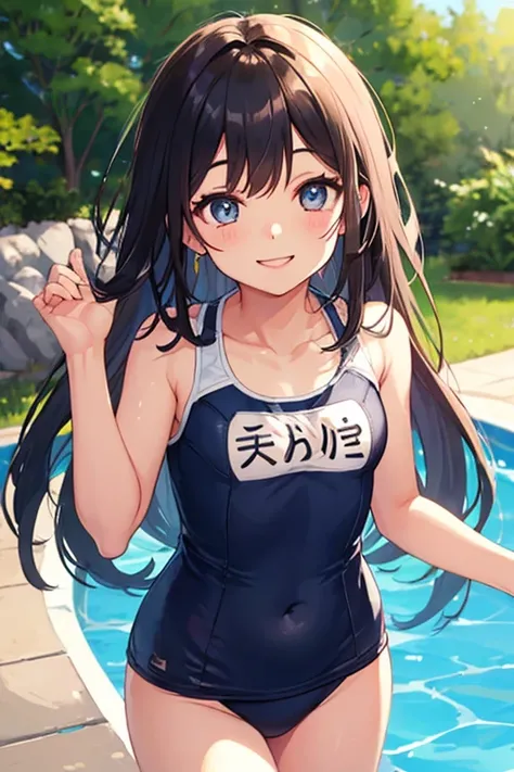 
1 girl,  long hair,  smiles, school swimsuit


