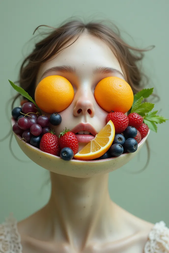 In that image, enlarge eyes to fruit salad and a mouth