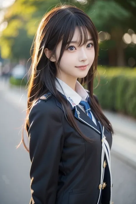  Realistic Photo Quality 、A Japanese model in uniform is posing for a photo, anime  cosplay, 初音ミク  cosplay,  cosplay photo,  cosplay, professional  cosplay, looking at camera、Detailed and beautiful eyes、 cute smiles 、 soft and gentle expression 、 has a smi...