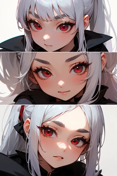 (  TOP QUALITY,    masterpiece:1.2), (  high resolution, 最高   masterpiece).(difficult).  very detailed,    author：mr. names:1.37,   (( cute expression:1.35)). fantasy,   Illustration ,   gray hair、    red eyes 、   queen,   Swallow、   beautiful、 Eye Shadow ...