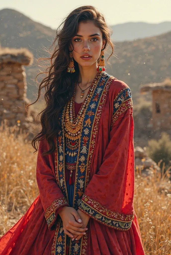 Generate a girls with Kurdish clothes 