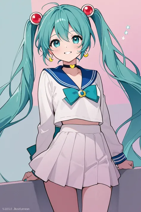 fused character, miku hatsune (vocaloid), and sailor moon