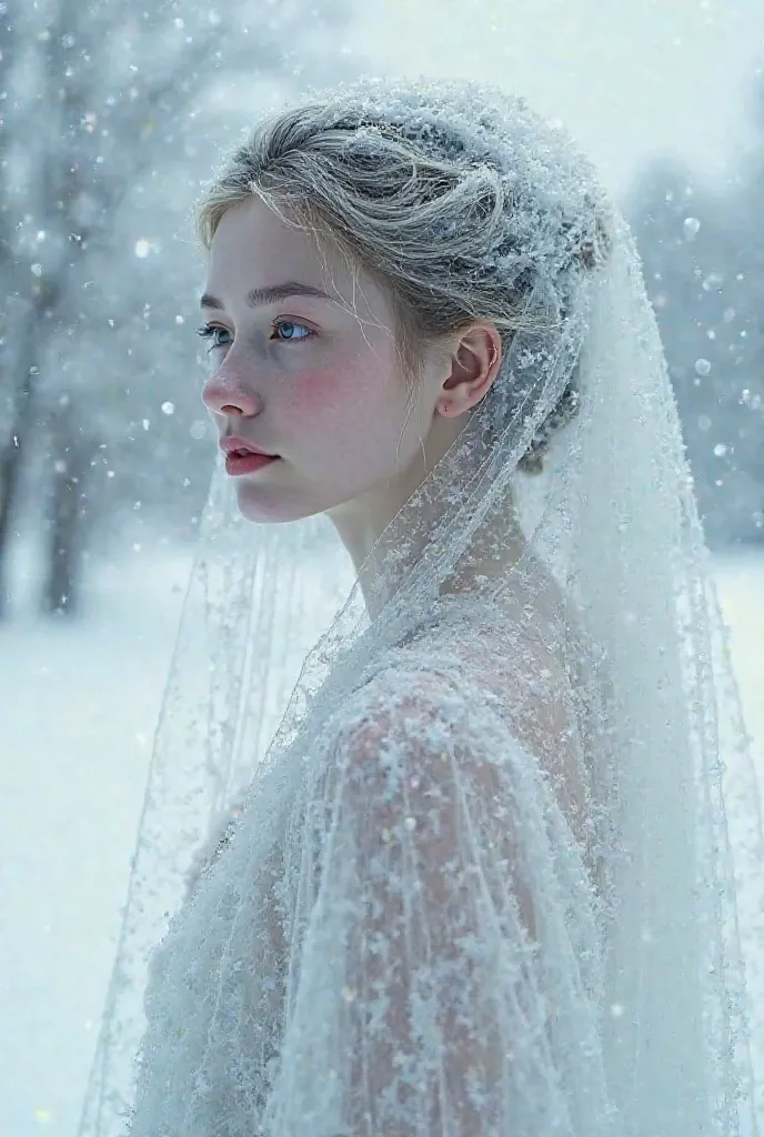 A girl wrapped in frost