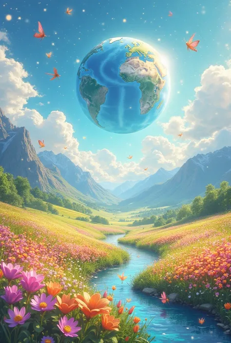 Magic Planet is a Happiness full of light and color, where everything radiates joy. Imagine a landscape with huge fields of multicolored flowers that dance with the breeze, and a clear blue sky dotted with fluffy white clouds. Every time you get close, fri...