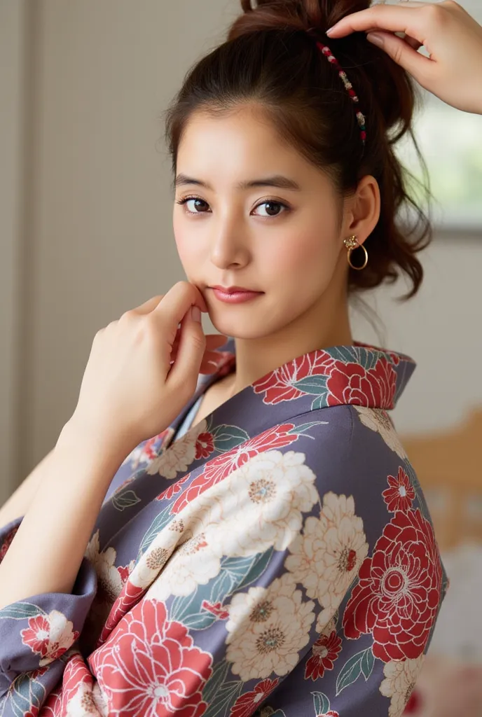 Beautiful YUKATA GIRL, one young girl, detailed face, realistic textured skin, perfect anatomy, perfect fingers, very cute face, wonderful face and eyes, (highly detailed eyes, highly detailed face), Fresh, very beautiful appearance, Ultra-realistic, High ...