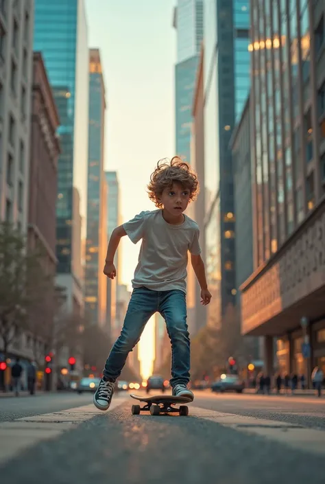 hdr photography, boy with skateboard, background - city centrum or skyscrapers, hot colors, please