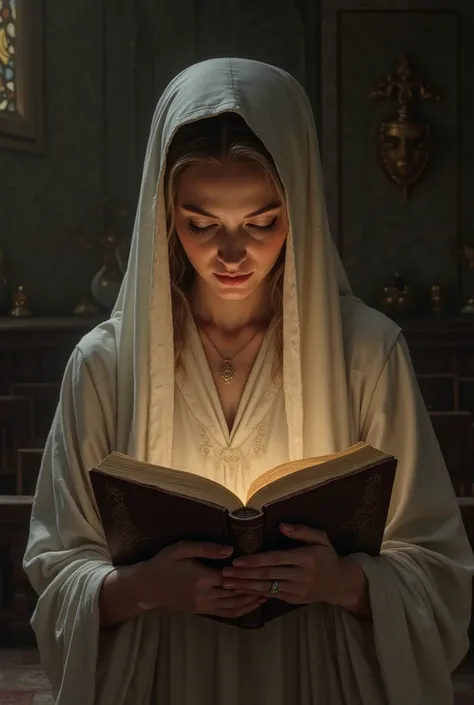 Woman praying with bible in her hand