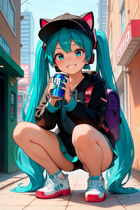 (TOP QUALITY), (8k detailed), ( masterpiece), masterpiece , 1 person , woman ,  Hatsune Miku ,  turquoise hair  , twin tails , smile ,  create a perfect body line  , Hot body  ,  exact finger , Light effects ,  Hatsune Miku , scene  , The blue-green nails ...