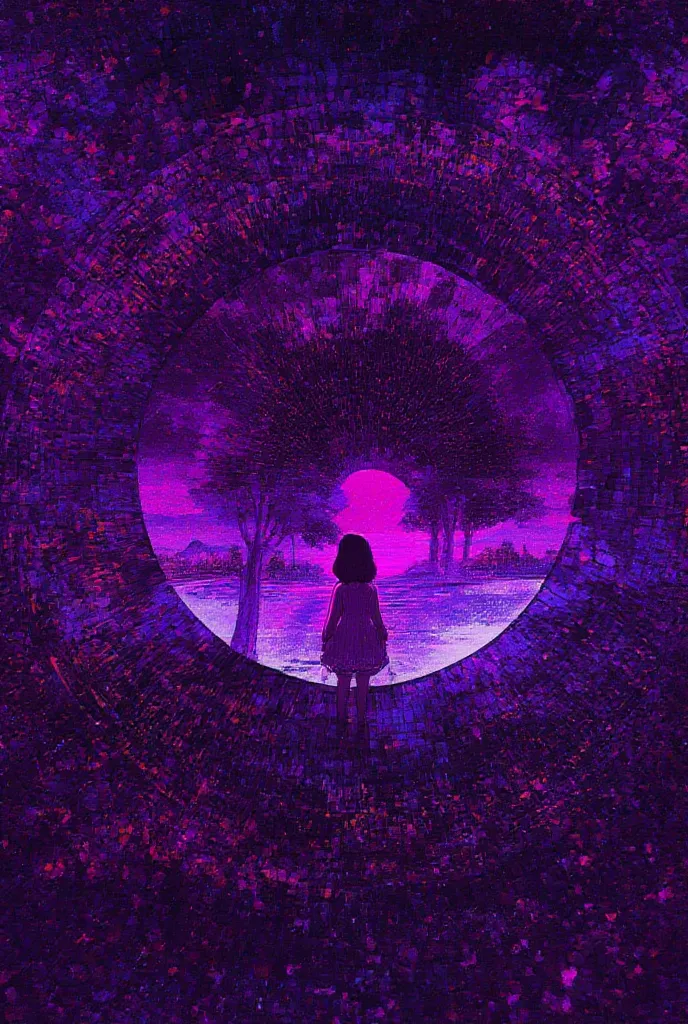  Digital Rendering ,Disc-shaped UFO and girl looking up,Plants and Stars Drawn in Vivid Colors on the Theme of Nature and Space々 and fantastical landscapes,owl forest,Infinity of the Universe and the Mysteries of Nature,Purple lake ,Repetition and dissolut...