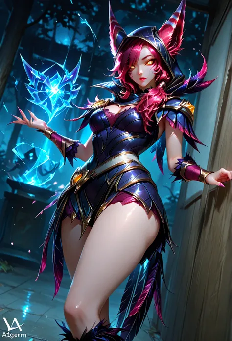 score_9, score_8_up , score_7_up , score_6_up , NSFW:1.4, ((A woman Xayah , (League of Legends))，((Alone)), source_anime, sharp_lascalae, ultra sharp focus, tools, more_details_x l , details:1.5,（(Illustrations,  Artgerm ))，（Really, sense of reality：1.4)，（...