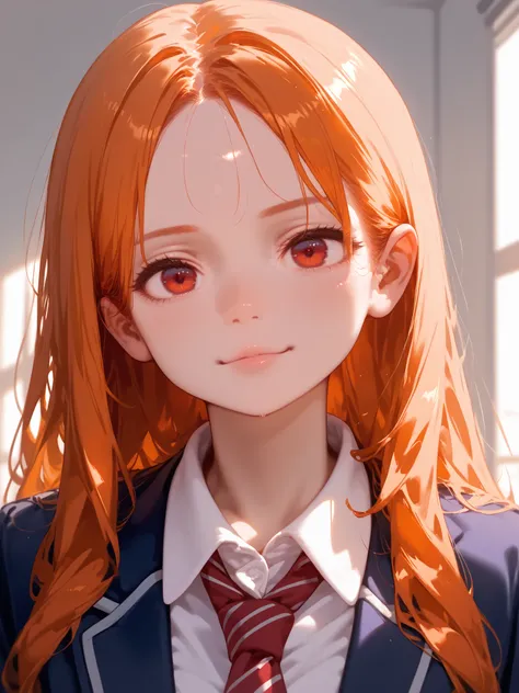 score_9, score_8_up, score_7_up,source_anime, (best quality), best resolution, School, school class, 1girl, (giggling), orange hair, long hair, (messy hair:0.6), red eyes, detailed, 4k, beautiful upscale, shiny, amidmarano