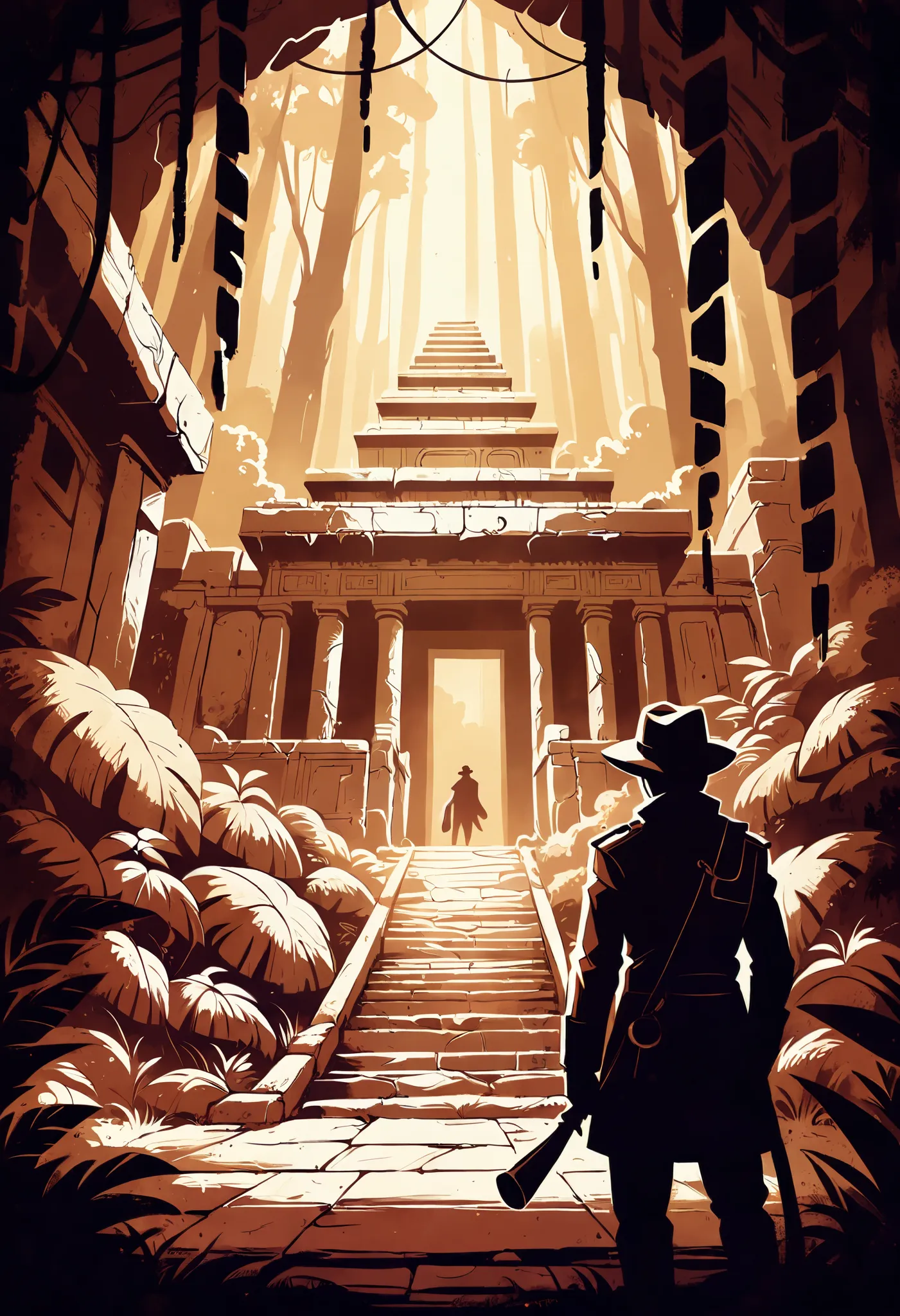 score_9, score_8_up, score_7_up, score_6_up, score_5_up, score_4_up, highres, source_furry, cover page, highres, absurdres, perfect anatomy, retro-style adventure scene, 1boy, furry, anthro, a daring archaeologist explorer in a fedora hat and leather jacke...