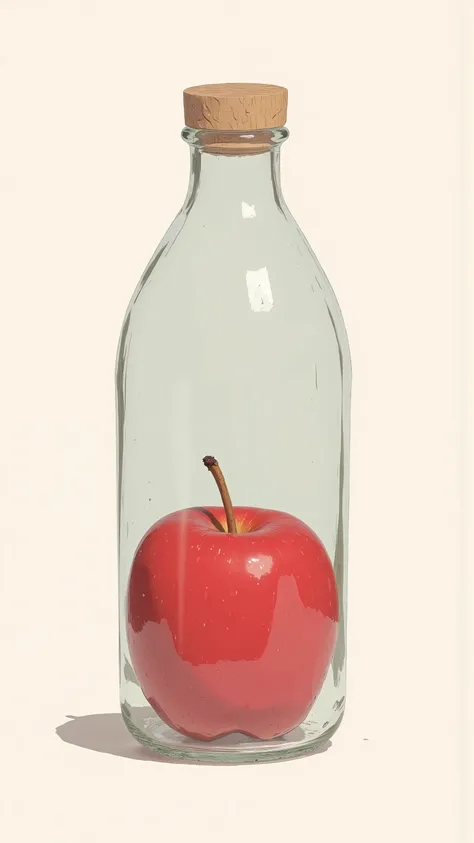 a cartoon  のアート  of a bottle filled with a Apple, クン クン, アニメーション風イラストスタイル, キム・ジョンヒ, simple and clean  のアート ,  のアート  style, コンセプトイラスト, ノックス・マーティン, マイカ・クラインによる, キム・ドクシンによる, # のアート ,  4K HDイラスト壁紙 , portfolio  のアート 