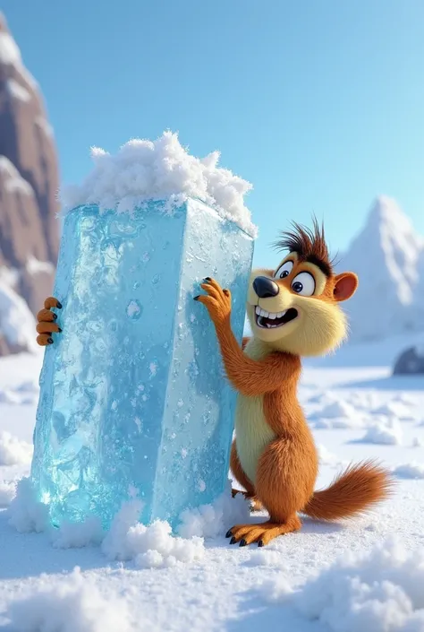 Ice age scrat holding ice