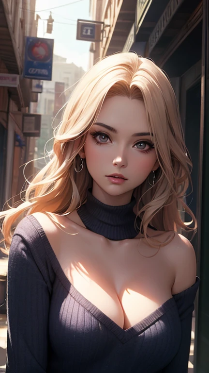 Fantasy Art , realistic style, 4 women，Dynamic Lighting,  art station, poster,  Volumetric Light ,  very detailed face,  long hair, sweater, Slim collarbone ,  strapless, plump breasts