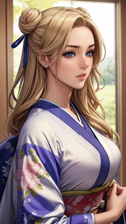 ( pretty girl: 1.3), 1girl ,masterpiece, TOP QUALITY,   Ultra High Resolution  ,Rich Contrast , Super Quality ,【8k,highly detailed CG unit wallpaper,texture, Incredibly Absurd ,  Ultra High Resolution  , original photo,Depth of Field 1.2,double bun, Blonde...