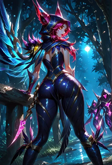 score_9, score_8_up , score_7_up , score_6_up , NSFW:1.4, ((A woman Xayah , (League of Legends))，((Alone)), source_anime, sharp_lascalae, ultra sharp focus, tools, more_details_x l , details:1.5,（(Illustrations,  Artgerm ))，（Really, sense of reality：1.4)，（...