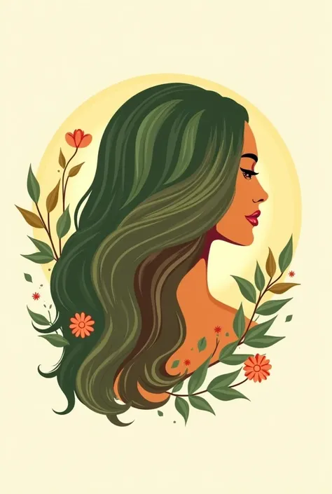 Make an inspiring logo of the colors of nature for an Instagram page specialized in hair, caring for it and providing oils and products that intensify and lengthen it