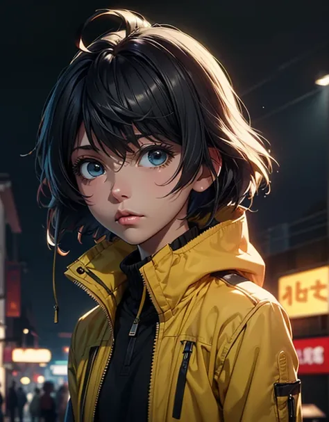 a close up of a person wearing a jacket and a yellow jacket, anime style portrait, made with anime painter studio, makoto shinkai art style, makoto, sayori, by Kamagurka, by Kamisaka Sekka, semirealistic anime style, satoshi kon artstyle, makoto shinkai st...