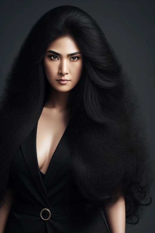 jet black hair,most very long hair,most very lion hair,most very wolf hair,most very frizzy hair,coarse hair,most very spread hairstyle,thick hair,fluffy hair,most very heavy weight hair,hair covering left eye,heavy looking hairstyle,most very voluminous h...