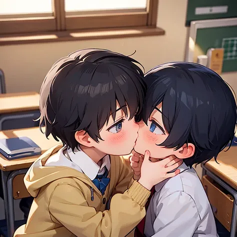 elementary school boys kissing