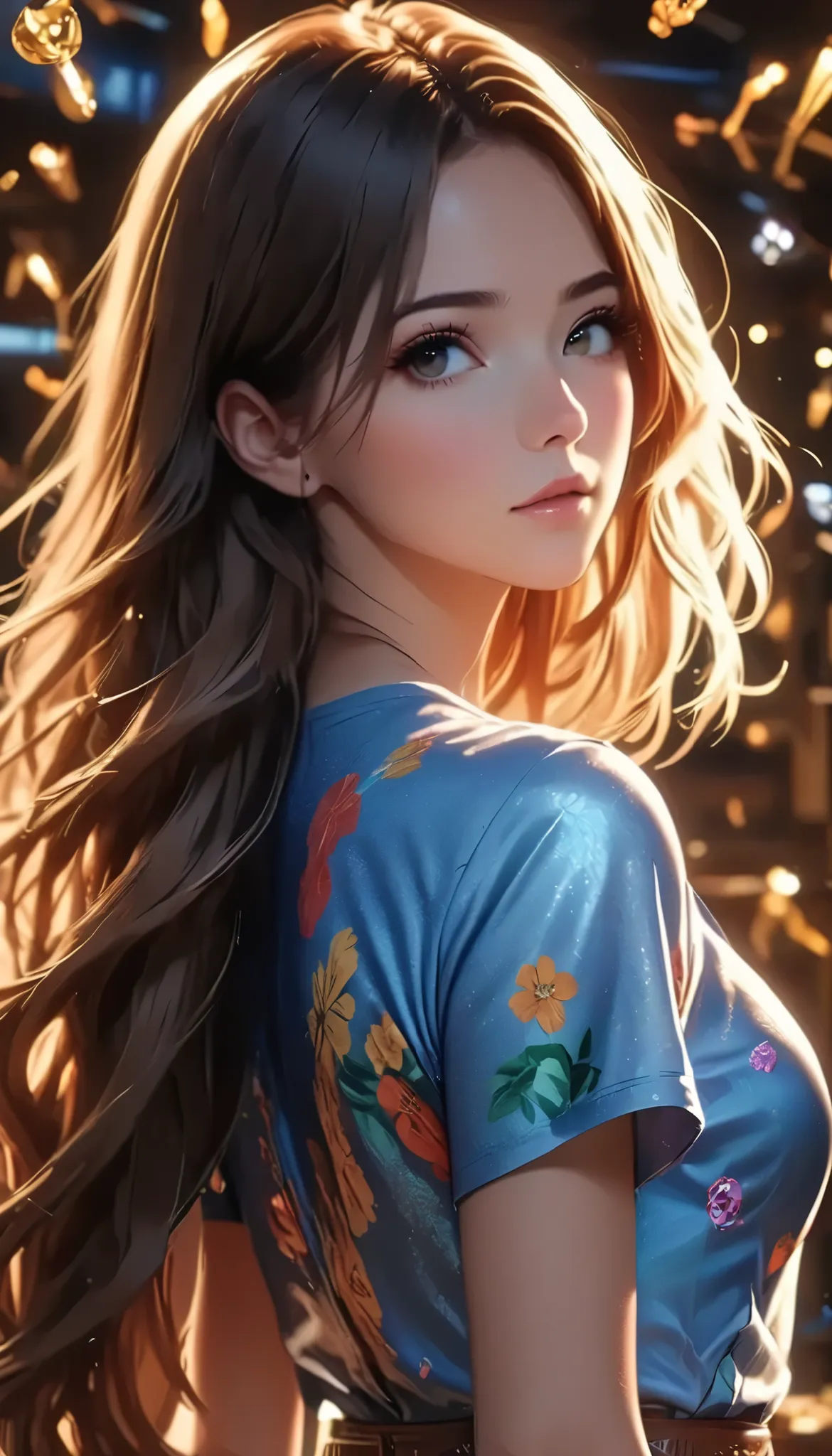 ( Pixar style) Knee-length portrait of a girl with long hair, natural skin texture, 4k Texture, high resolution,  complicated,  High precision, sharp concentration, hyper-detailed