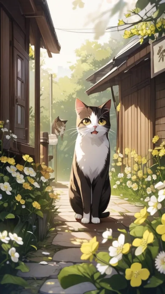 Rape blossoms、spring、cat